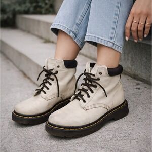 Dr. Martens Vintage 939 Padded Collar Boots Cream Leather SIZE 5